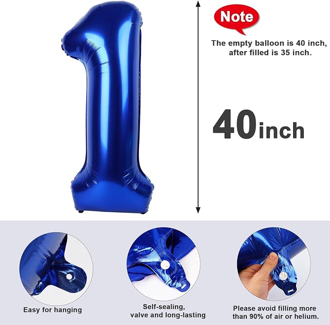 Number 1 Balloon 40 Inch, Inflation Straw & Self-Sealing, Leak-Proof Aluminum - Image 5