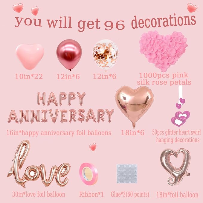 Anniversary Decorations, Happy Anniversary Balloons Banner - Image 3