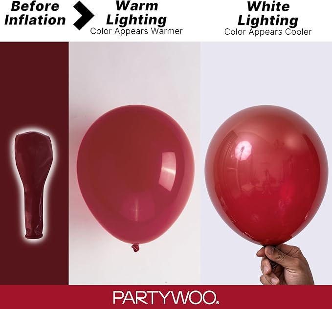 PartyWoo Burgundy Balloons 155pcs Dark Chestnut Red Maroon Color | 18 12 10 5 - Image 3