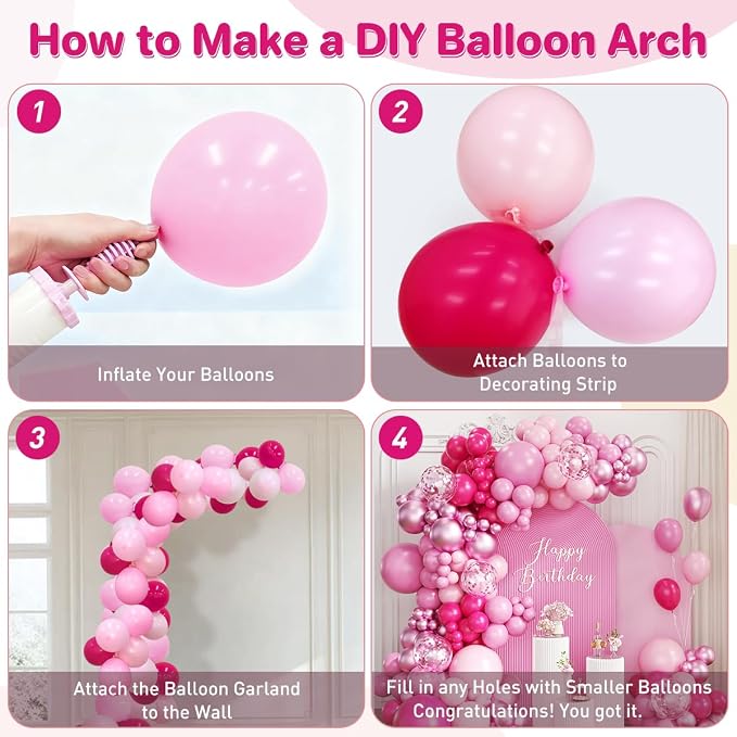 ZHIYAPA Pink Balloon Garland Arch Kit - Image 3