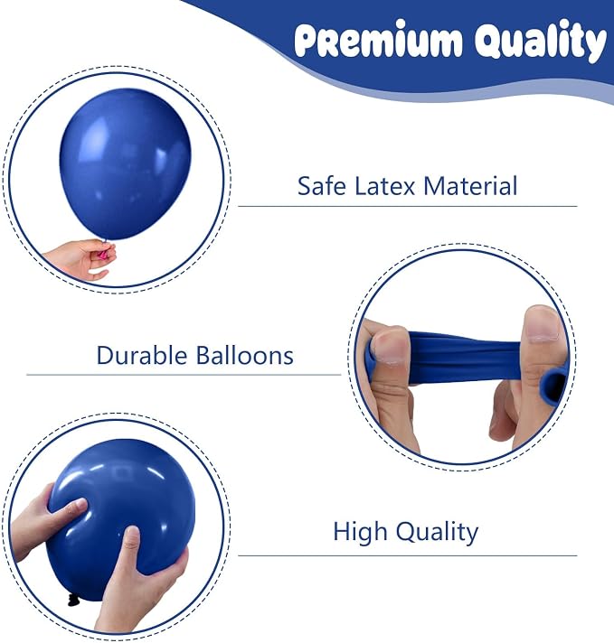 Blue Silver Balloons, 12 Inch Metallic Blue Pearl Blue Silver and Silver Star - Image 4