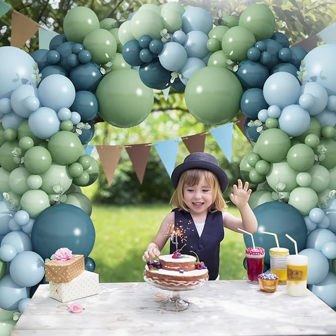 Blue and Green Balloon Arch Kit 107Pcs Dusty Blue Sage Green Balloons Garland - Image 6