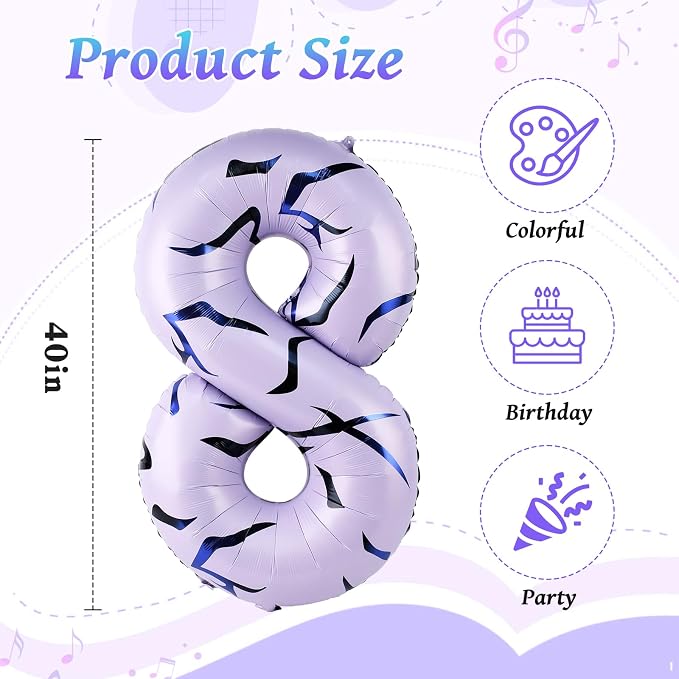 40 Inch Kpop Theme Number 8 Balloon, Birthday Party Decorations - Image 2