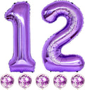 Purple Birthday Balloon Number 12, 40 Inch Big Foil Mylar Number 1 and 2 by Lingqiang