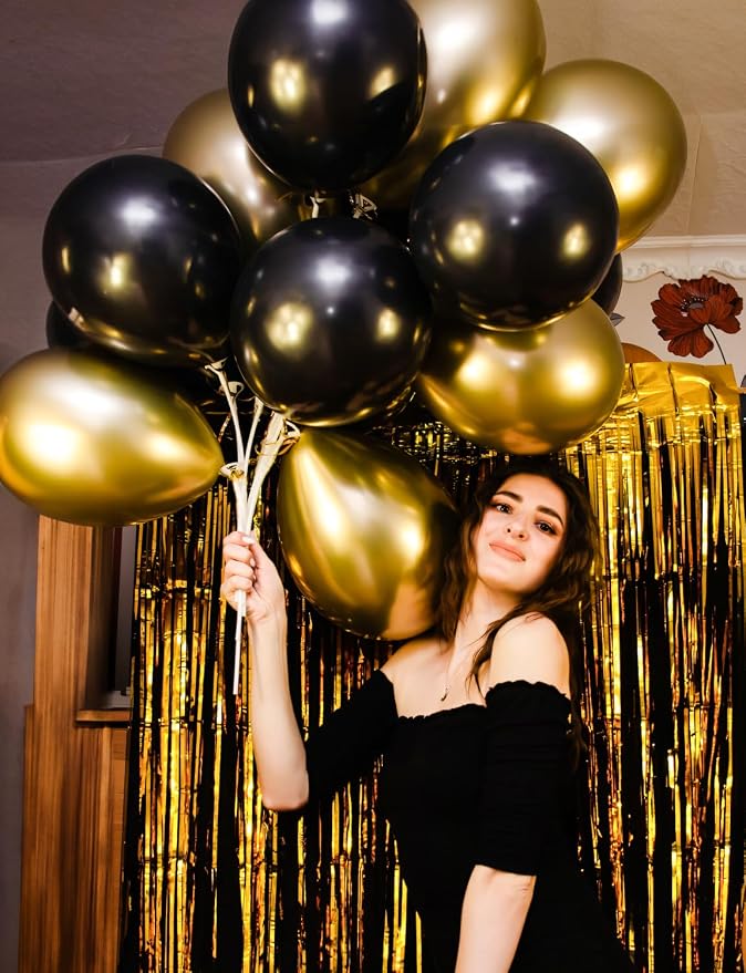 Black and Gold Balloons, Graduation, Retirement, Anniversary, New Year - Image 6