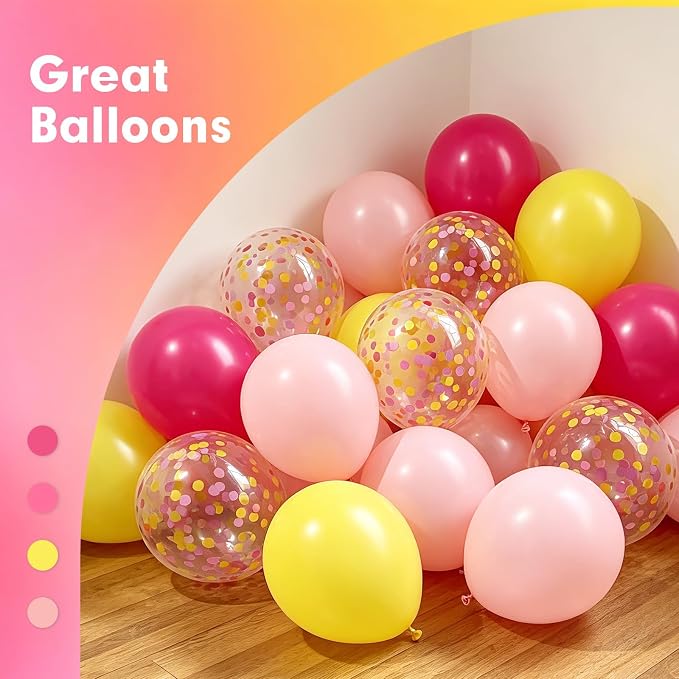60pcs Pink and Yellow Balloons 12inch - Image 4
