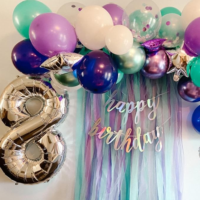 Silver Number 8 Balloon, 40 Inch Large Number Foil Mylar Balloons - Image 5