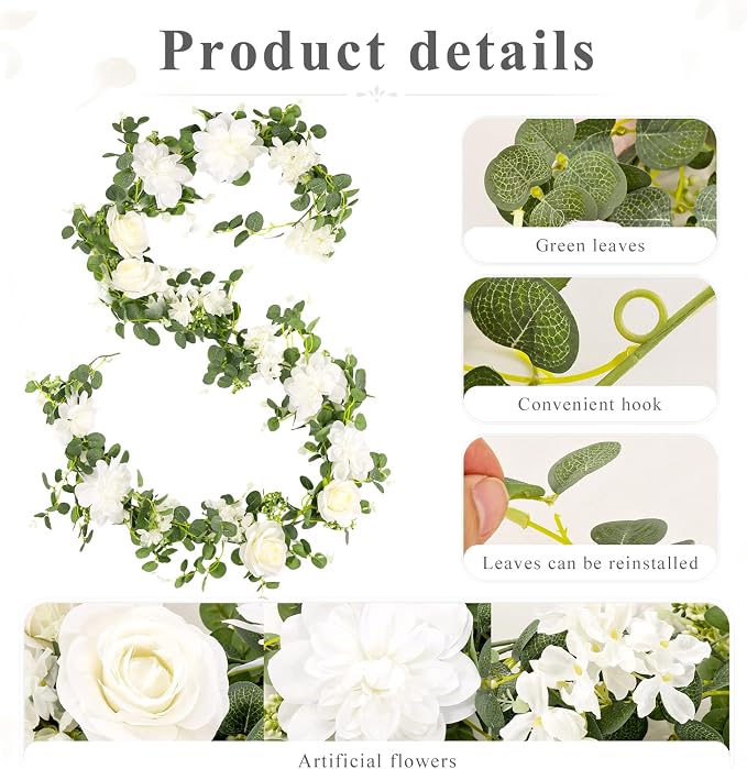 Findosom Total 12.4Ft Artificial Flowers Garlands - Image 6