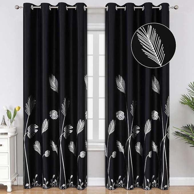 Black Blackout Curtains & Drapes 102 Inches Long by ESTELARTEXTILER