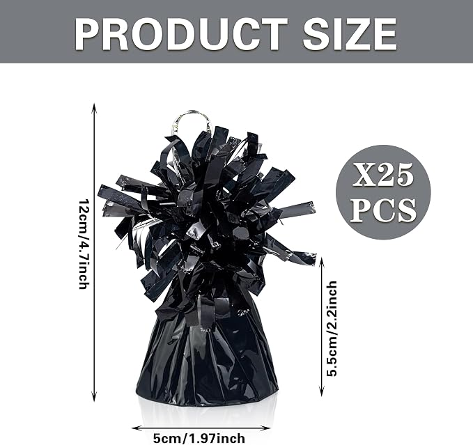 25 PCS Metallic Wrapped Balloon Weights Black Heavy Balloon Weight - Image 2