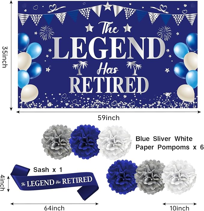 Blue Silver Retirement Party Decorations - Image 3