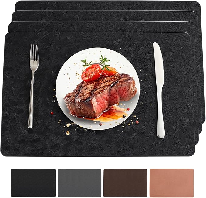 Vinyl Placemats Set of 4 Heat Resistant Easy Clean Non-Slip Place Mats by BxzanDya-LifeSmartMaker