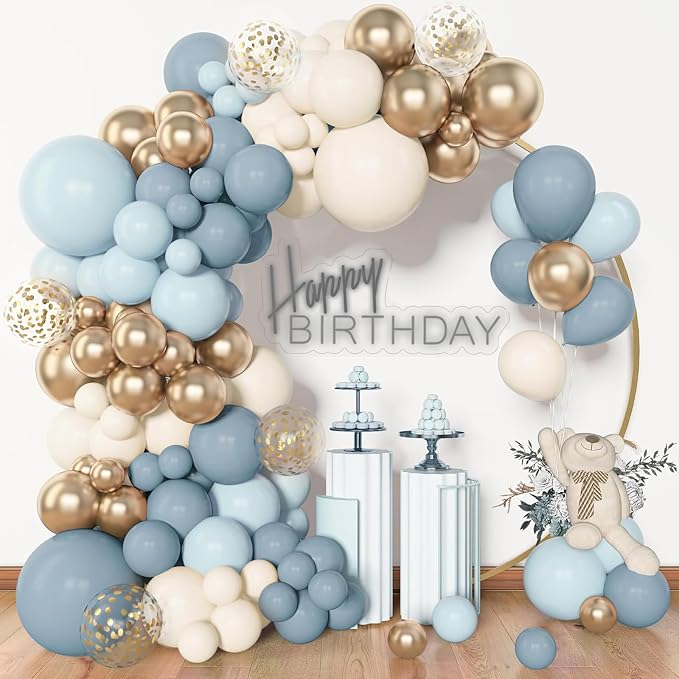 Archloon 156pcs Dusty Blue Balloon Garland Arch Kit, Different Sizes 18 12 10 5 by Aarchloon