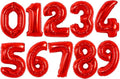 TONIFUL Number Balloon 16 Inch 10 Pcs Fat Red 0-9 Birthday Number Balloons | by TONIFUL