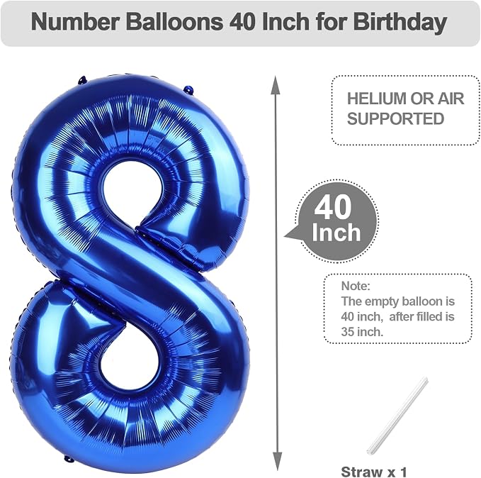 Numbers 17 Balloon 40Inch Blue Balloons - Image 5