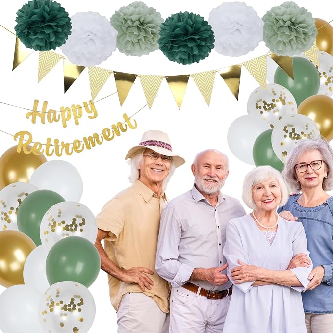 Retirement Party Decorations, Paper Pom Poms, Balloons - Image 6
