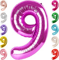 9 Balloon Numbers Birthday Decorations, 40In Rose Purple Balloons by Mluchee