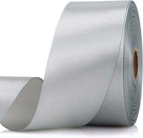 1-1/2 Inch 30 Yards Silver Solid Satin Ribbon by Unknown