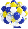 Yellow Blue Balloons, Dark Blue Gold Confetti Latex Balloon Helium by OTLGEUA