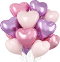 Pink Purple Heart Balloons, 18 Inch Pastel Foil Balloons by BIAPIAN