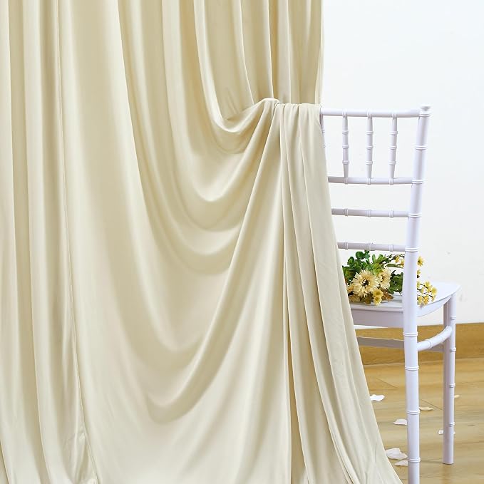 4 Panels Backdrop Curtains for Wedding Party Wrinkle Free Beige Backdrops - Image 5