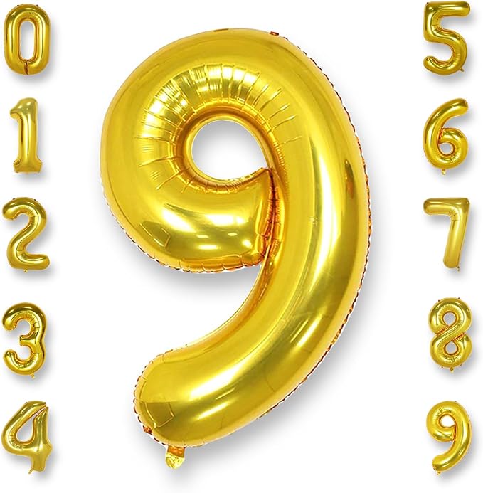 AULE 40 Inch Gold 9 Balloon Number Foil 0-9 Birthday Big Numbers | Birthday by AULE