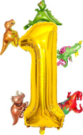 LilyZheng Dinosaur Number 1 Balloon, 40 Inch Large Gold Foil Number Balloon by LILYZHENG