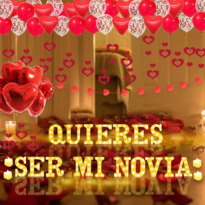 Quieres Ser Mi Novia Light Up Letters Proposal Decorations - Image 3
