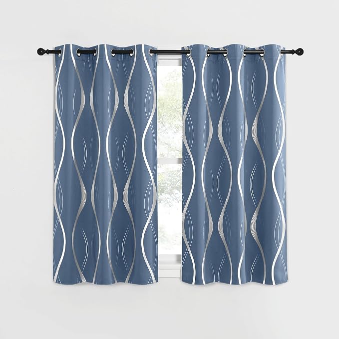 NICETOWN Kitchen Blackout Curtain Panels, Stone Blue, 42 by 48 Inch, Window - Image 2