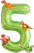Dinosaur 5th Birthday Decorations 40 Inch Giant Green Number 5 Foil Balloon | by FacnyGather