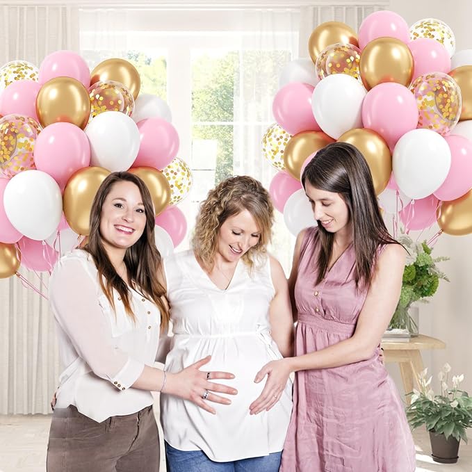 60pcs Pink and Gold Balloons 12inch - Image 4