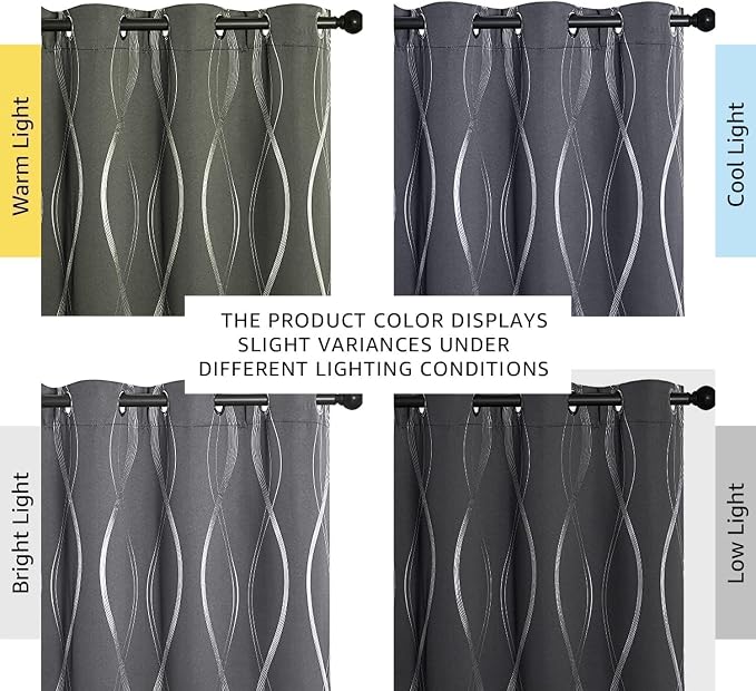 NICETOWN Grey Blackout Striped Pattern Curtains - Image 4