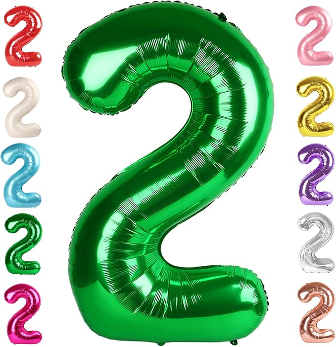 Number 2 Balloon Birthday Decorations, 40In Dark Green Balloons by Mluchee