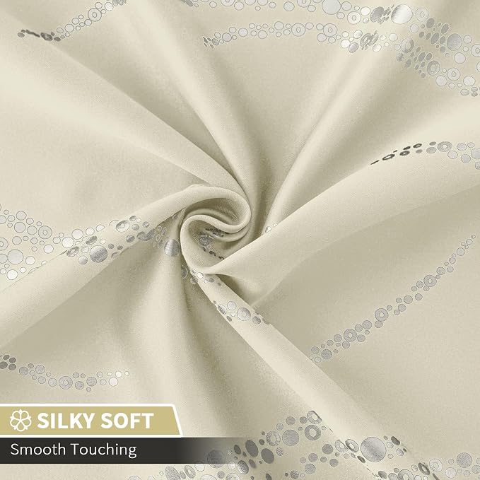 Yakamok Cream Light Blocking Curtains 72 Inches Long Silver Print Wide 62" | - Image 5