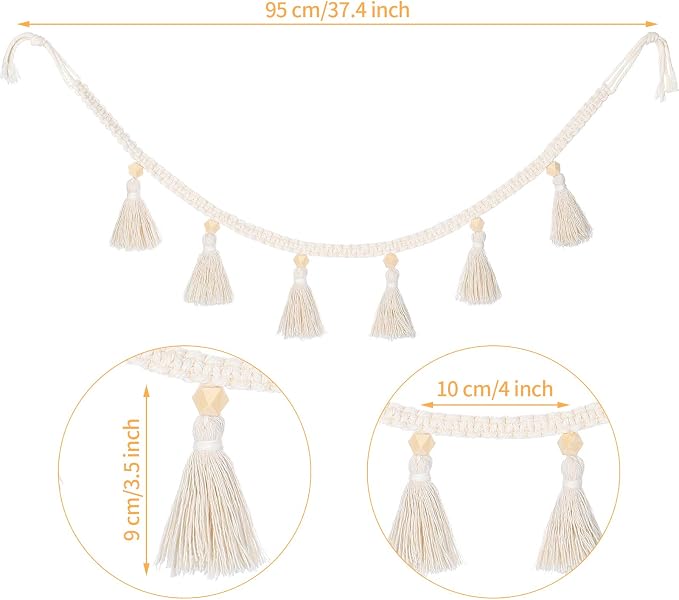 Tatuo 4 Pcs 37.4 Inch Boho Tassel Garland - Image 2