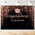 Mocsicka Class of 2026 Backdrop Rose Gold Glitter Bokeh Graduation Party by Mocsicka