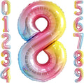 Rainbow Gradient Number 8 Balloon 40 Inch Big Large Balloons 0-9 | 8th Helium by SULALABOO