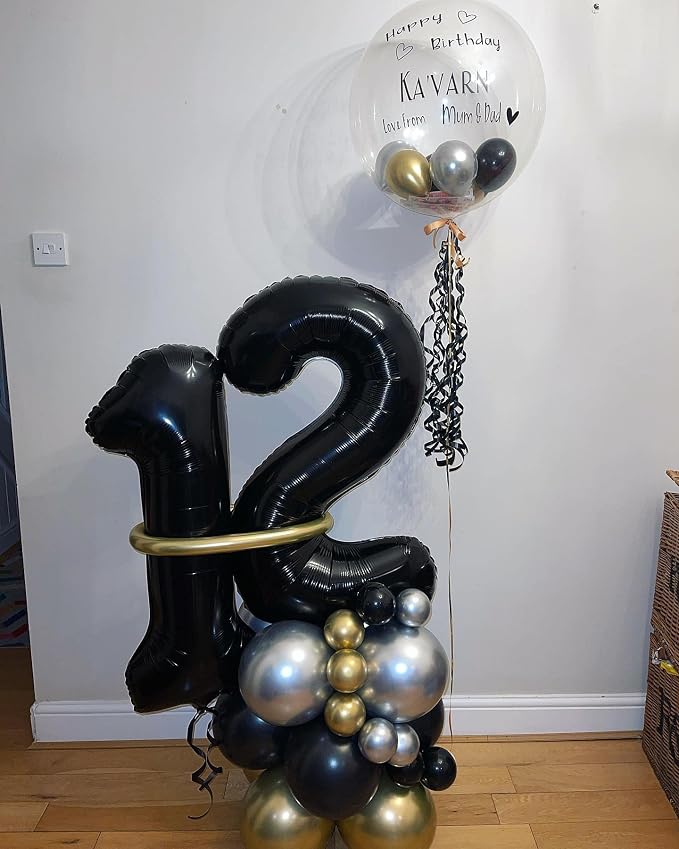 40 Inch Black 10 Number Balloons Giant 10 Balloons Black Birthday Balloons 10th - Image 6