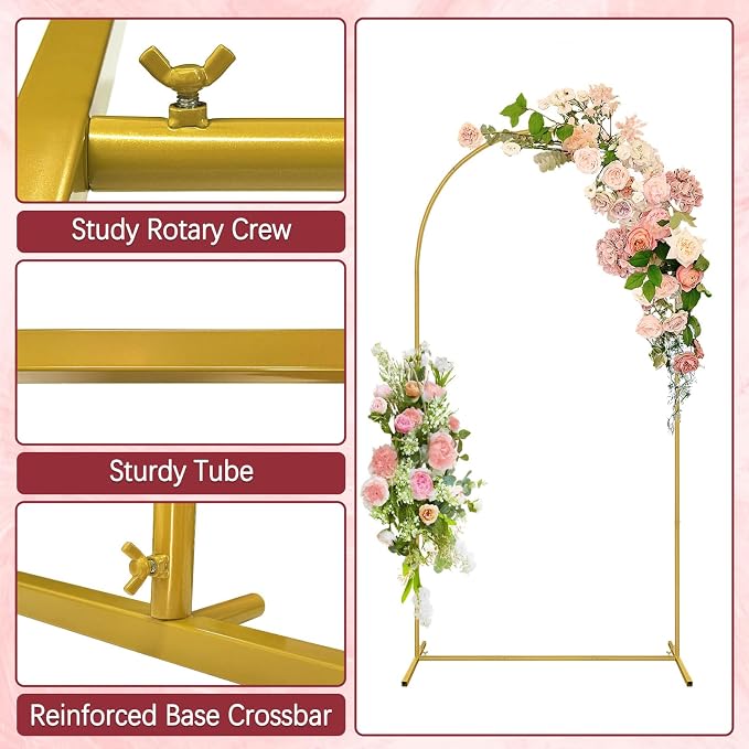 6.6FT Wedding Arch Backdrop Stand and Cover Set, Metal Balloon Arch Stand and - Image 4