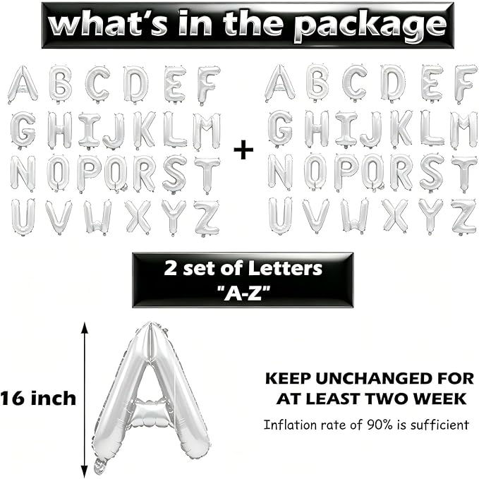 52 Pcs White Letter Balloons, Custom 2 Set A-Z Set - Image 3