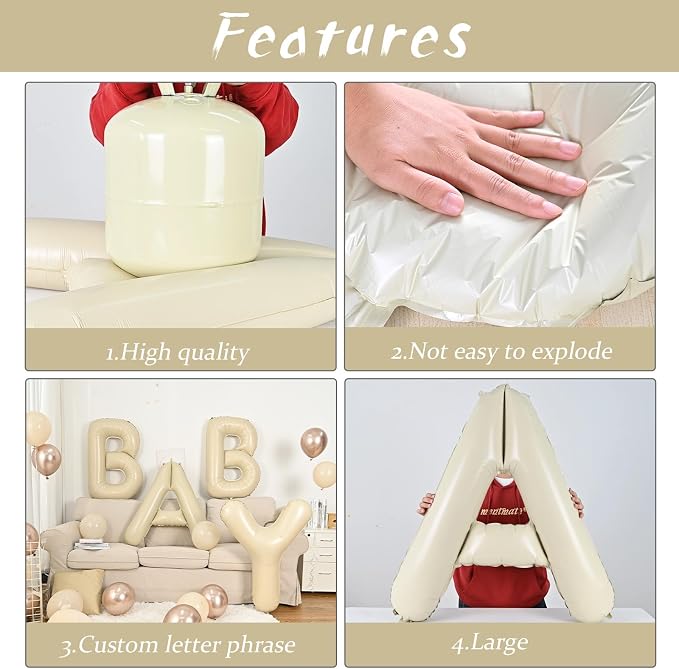 Biapian 40 Inch Giant Cream X Foil Balloons - Image 3