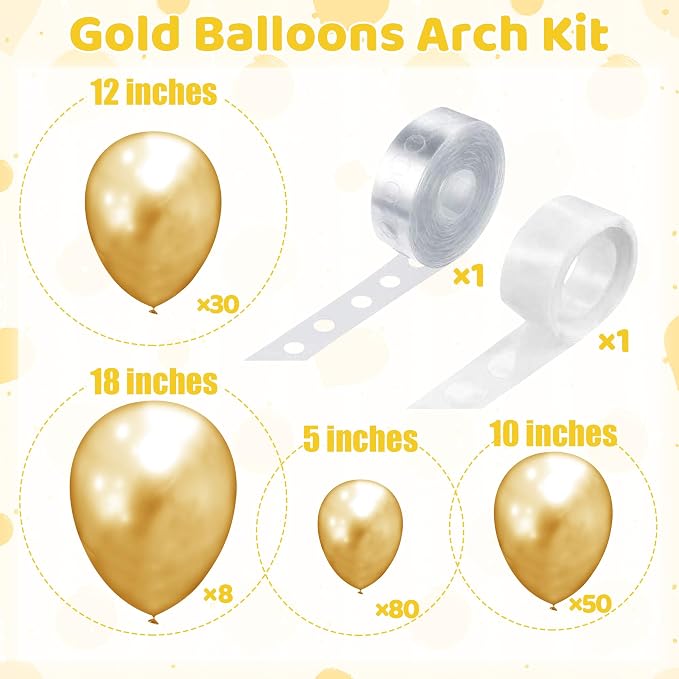 170 Pieces Gold Balloons Different Sizes 5 10 12 18 Inch Gold Balloon Arch - Image 2