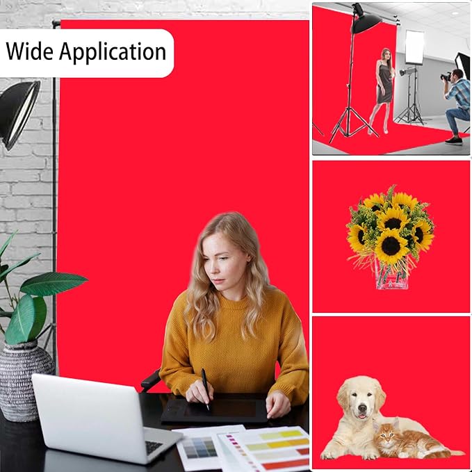 Red Photography Backdrop for Photoshoot, Fabric 8x10ft | Versatile Studio Photo - Image 2