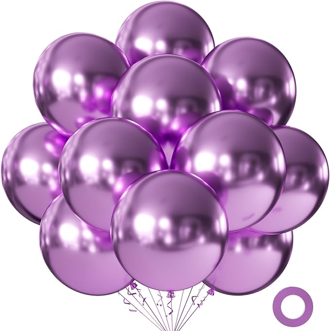 Metallic Purple Balloons 18 Inch 24 Pack Matte Helium Latex Round Balloons by KALOR