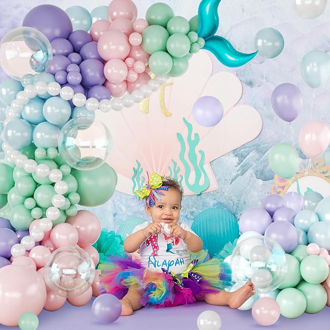 CROSSFINGERS Mermaid Balloon Garland Arch Kit Mermaid Birthday Decorations | - Image 2