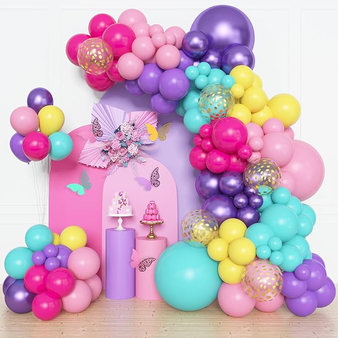 Amandir 153pcs Purple Blue Pink Balloon Garland Arch Kit Different Sizes | 18 by Amandir