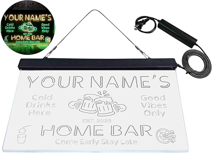 ADVPRO Personalized Your Name Custom Home Bar Beer Established Year Dual Color LED Neon Sign Green & Yellow 12 x 8.5 Inches st6s32-p1-tm-gy