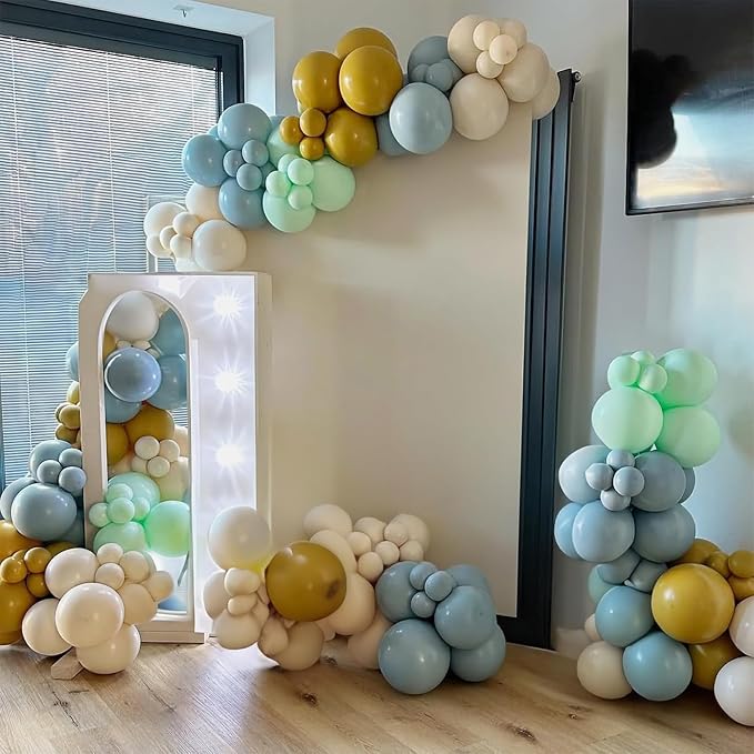 Jobkoo Sage Green Dusty Blue Balloons, 12 Inch Retro Slate Light Blue Olive - Image 6