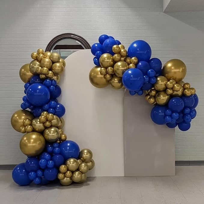 YMSZ Blue and Gold Balloons Arch Kit, Royal Blue Balloons | 134pcs Metallic - Image 4