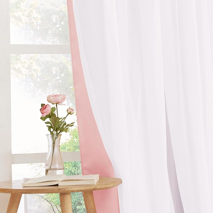 PONY DANCE Nursery Curtains Pink, 52 x 84 inches, Rose Blush, 2 Panels | - Image 5